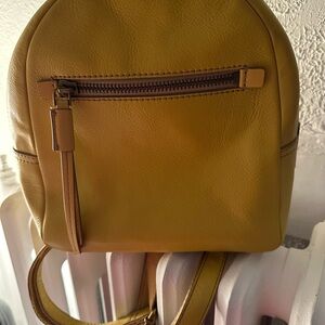 Fossil Mustard Leather Backpack